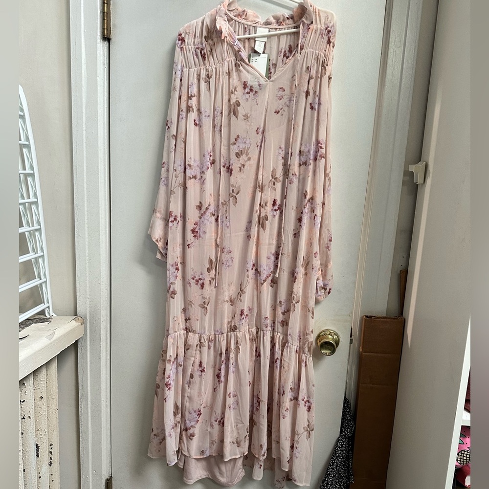 NWT H&M floral long sleeved maxi dress with slip.